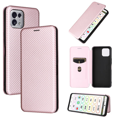 Rose gold carbon-fiber textured magnetic leather phone case with flip wallet cover