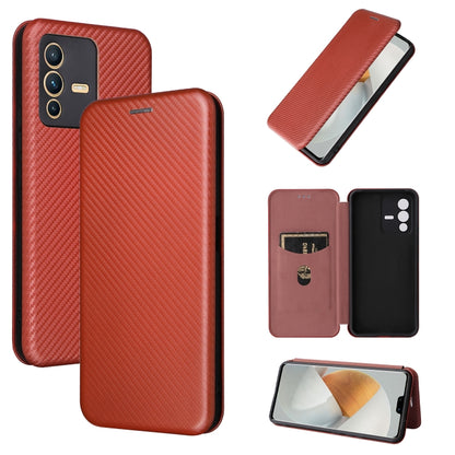 Red carbon-fiber textured magnetic leather phone case with flip wallet and card slot