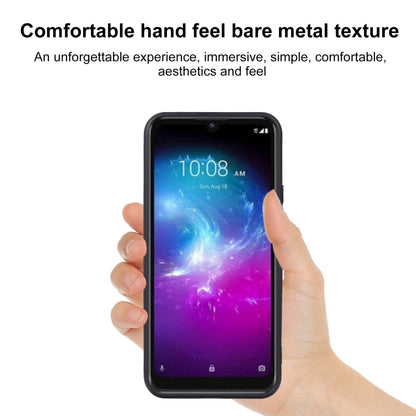 Black TPU phone case in hand with front and camera openings