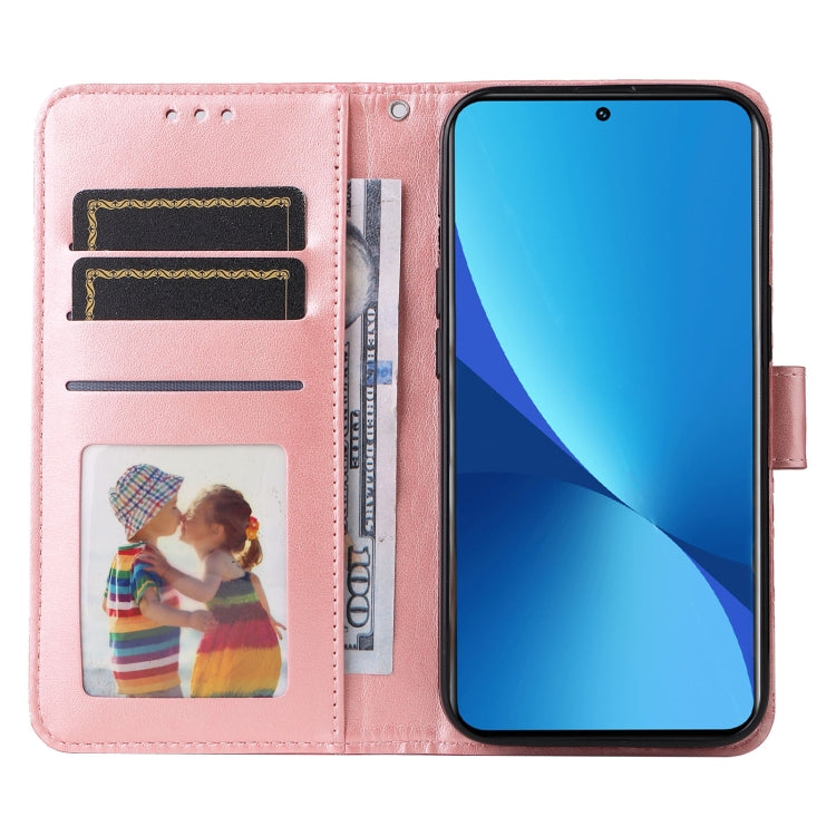 Pink leather wallet phone case with flip cover, card slots, and photo pocket