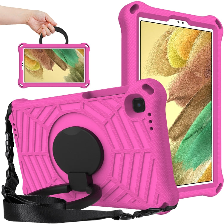 Rugged EVA tablet case in pink with rotating shoulder strap and circular stand