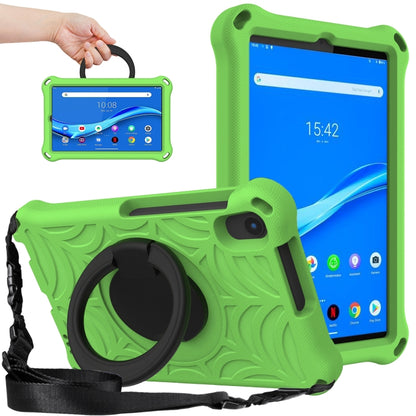 Rugged EVA tablet case in lime green with rotating shoulder strap and circular stand