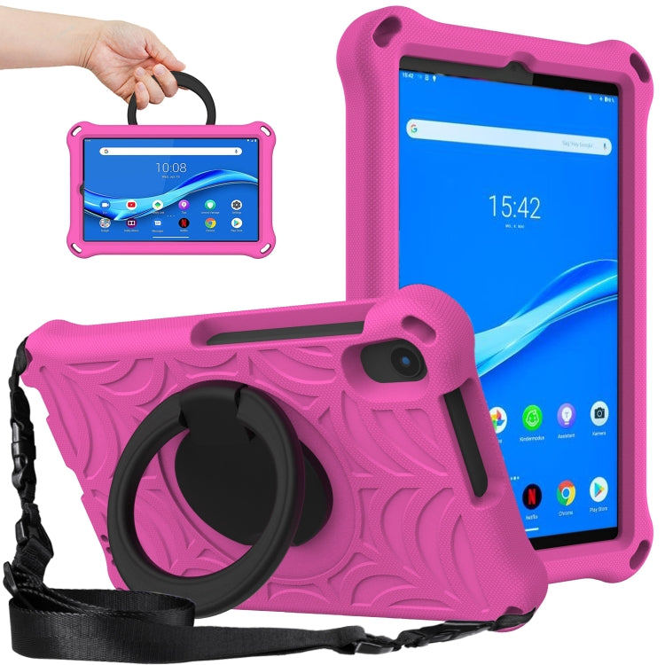 Rugged EVA tablet case in magenta pink with rotating shoulder strap and circular stand