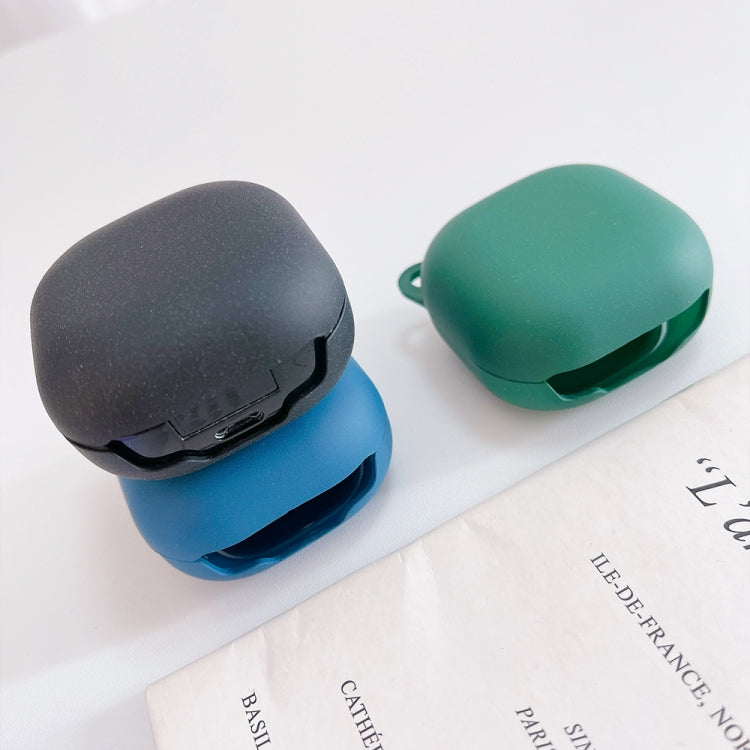 Dark gray and green frosted earphone cases with protective hinge and loop