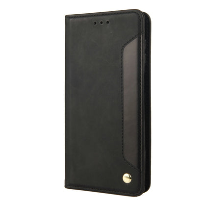 Black leather folio phone case with stitched flap and snap button closure