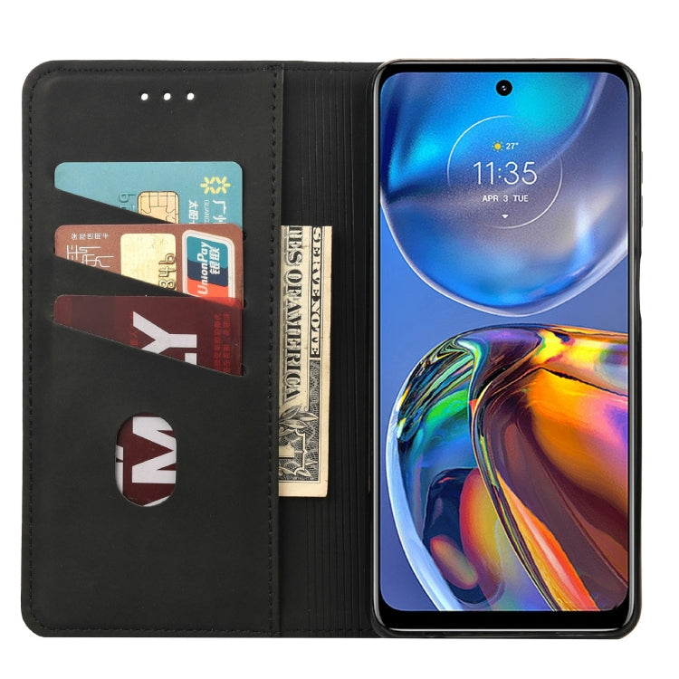 Black leather folio case with front card slots and built-in kickstand view