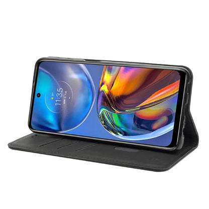 Black leather folio phone case with stand-up viewing position