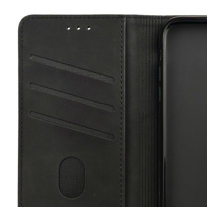 Black leather folio phone case interior with card slots and speaker opening