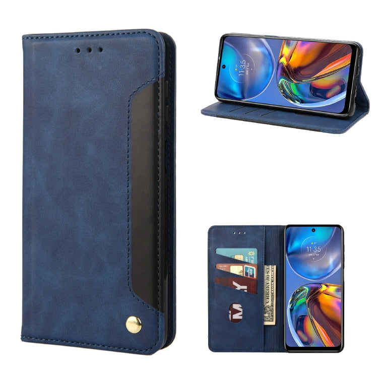Blue leather folio phone case with flip cover and card slot interior