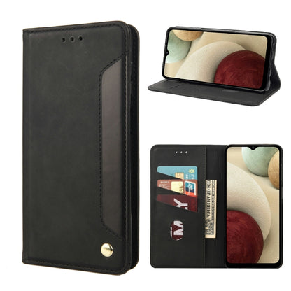 Black folio leather phone case with card slots and kickstand, gold button closure