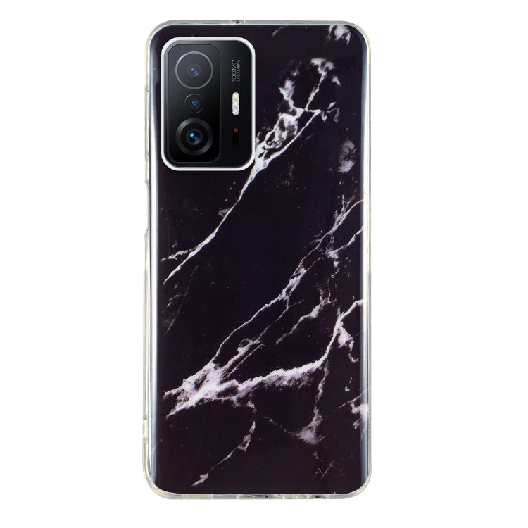 Black marble TPU phone case with white veining and raised camera cover cutout