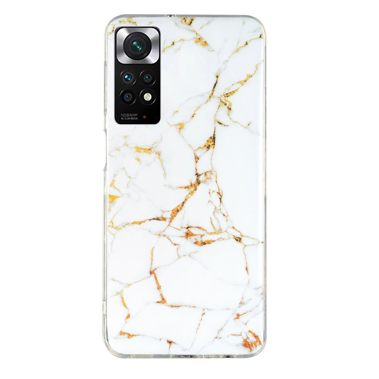 Marble pattern TPU phone case in white marble with gold veins and camera opening