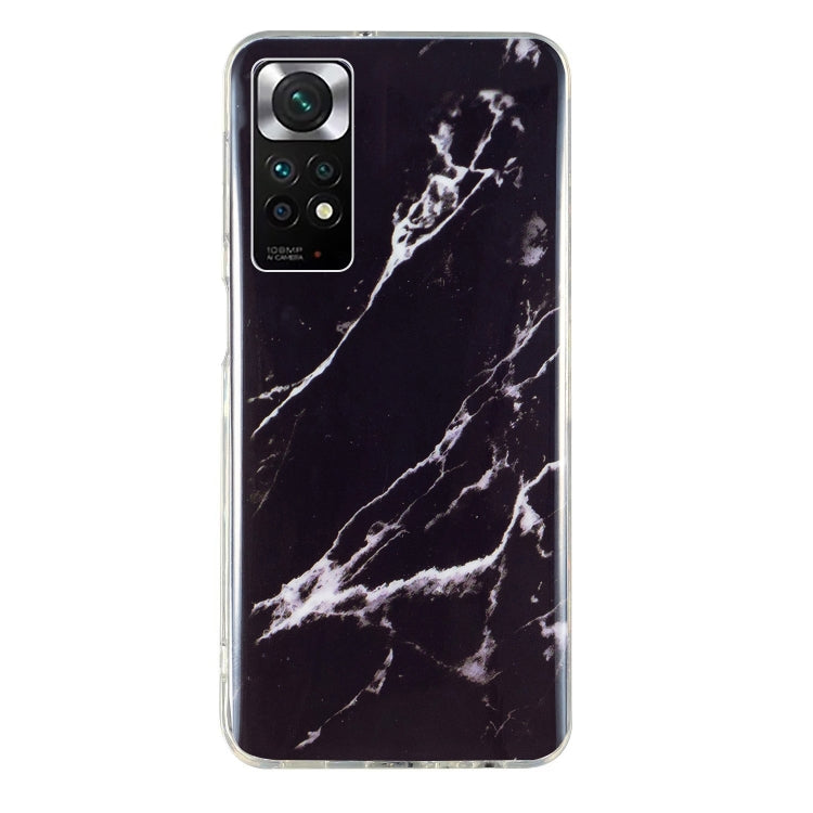 Marble pattern TPU phone case with black and white veined design, clear edges