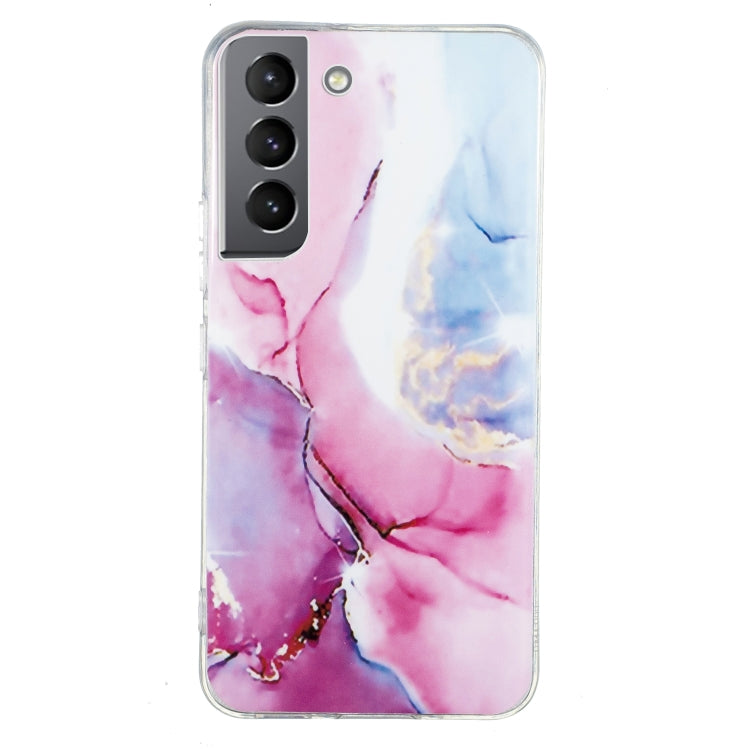 Marble pattern TPU phone case with pink and blue watercolor swirls, clear edges