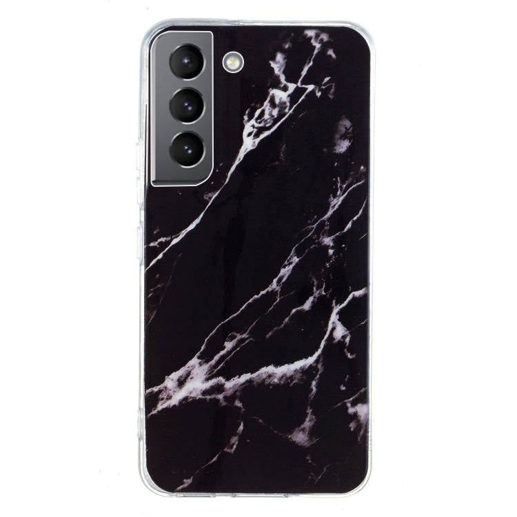 Marble pattern TPU phone case with dark marble and white crackled veins, clear border