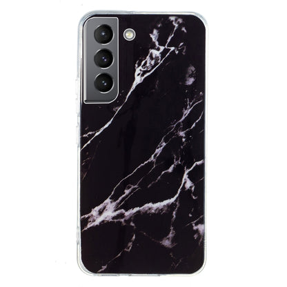 Marble pattern TPU phone case with dark marble and white crackled veins, clear border