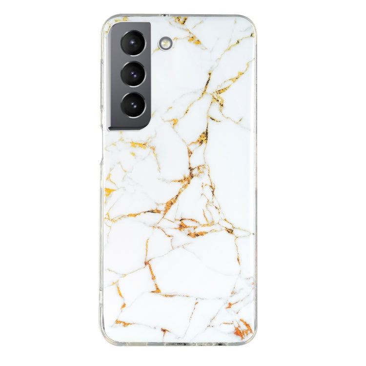 Marble pattern TPU phone case with white base and gold vein lines, camera cutouts