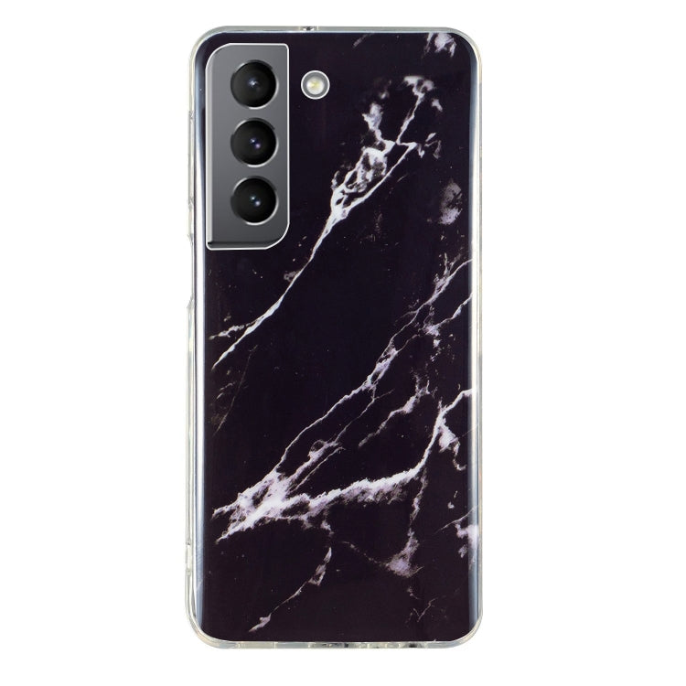 Marble pattern TPU phone case with dark black background and white vein lines, cutouts