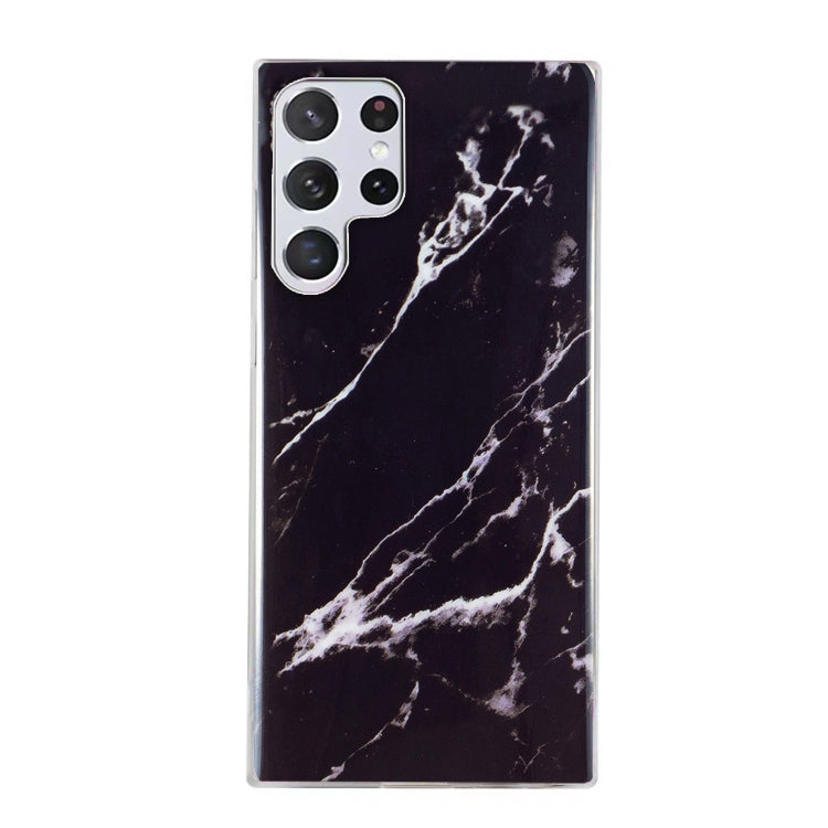 Marble pattern TPU phone case with black marble and white lightning-like veins, cutouts
