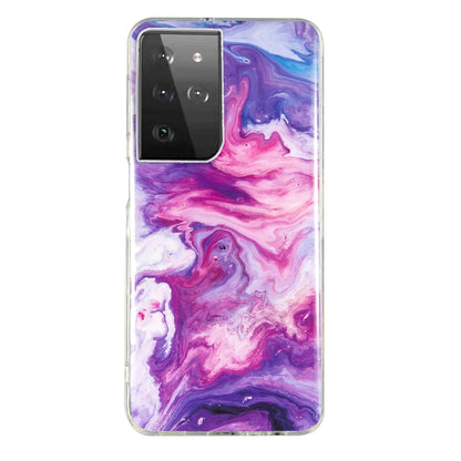 Marble pattern TPU phone case, vivid purple and magenta marbled design