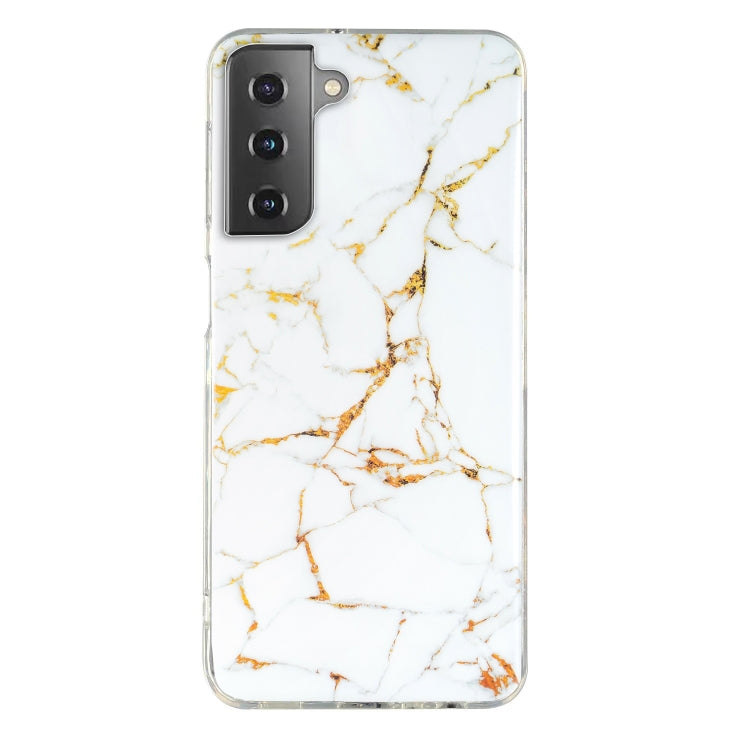 Marble pattern TPU phone case with white base and gold vein design