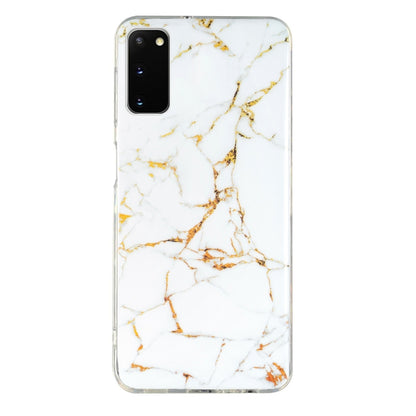 Marble pattern TPU phone case with white base and gold vein marbling
