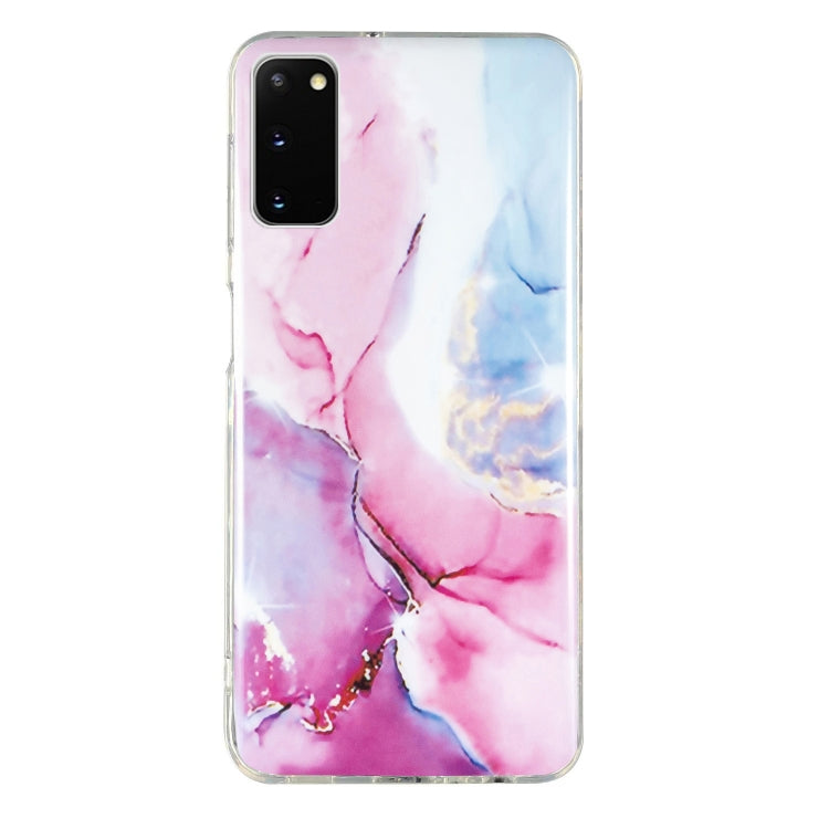 Marble pattern TPU phone case with pink and blue marble swirls