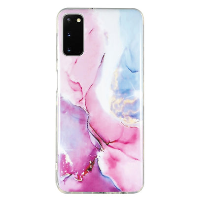 Marble pattern TPU phone case with pink and blue marble swirls