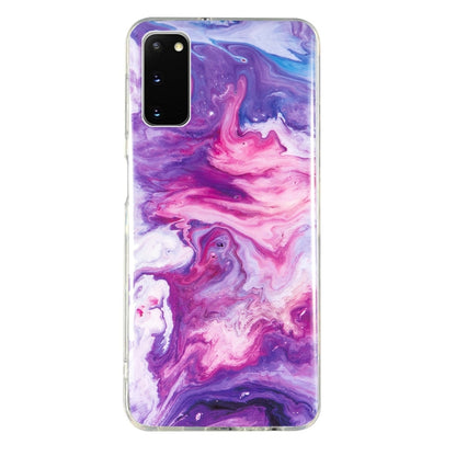 Marble pattern TPU phone case with purple and pink swirls and marbled texture