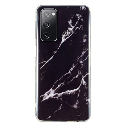 Black marble TPU phone case with white cracks and transparent frame.