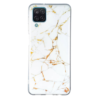 Marble pattern TPU phone case in white and gold veins, with camera cutout and button ports.