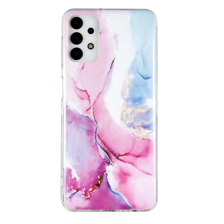 Pink and blue marble-pattern TPU phone case, clear border, camera cutouts