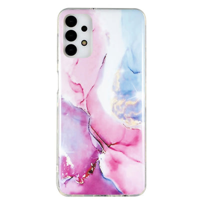 Pink and blue marble-pattern TPU phone case, clear border, camera cutouts