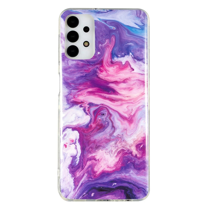 Purple and pink marble-pattern TPU phone case, clear border, camera cutouts