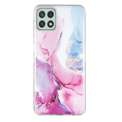 Marble-pattern TPU phone case, pink and blue marble design with camera cutouts
