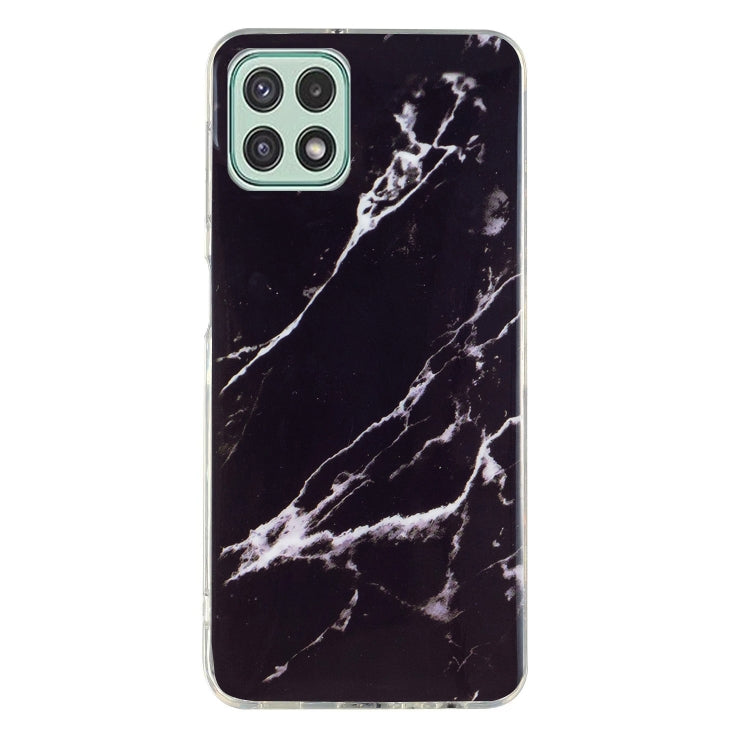 Marble-pattern TPU phone case, dark black with white marble veining and camera cutouts