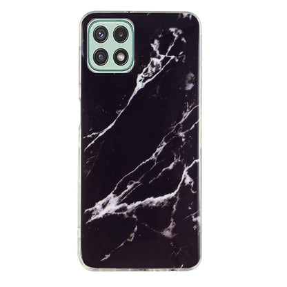 Marble-pattern TPU phone case, dark black with white marble veining and camera cutouts