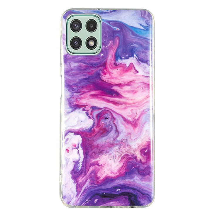 Marble-pattern TPU phone case, purple and pink swirl marbling with camera cutouts