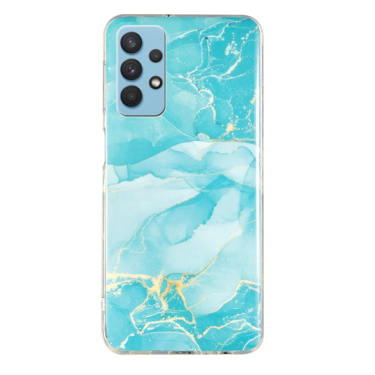 Turquoise marble TPU phone case with clear edges and camera cutouts