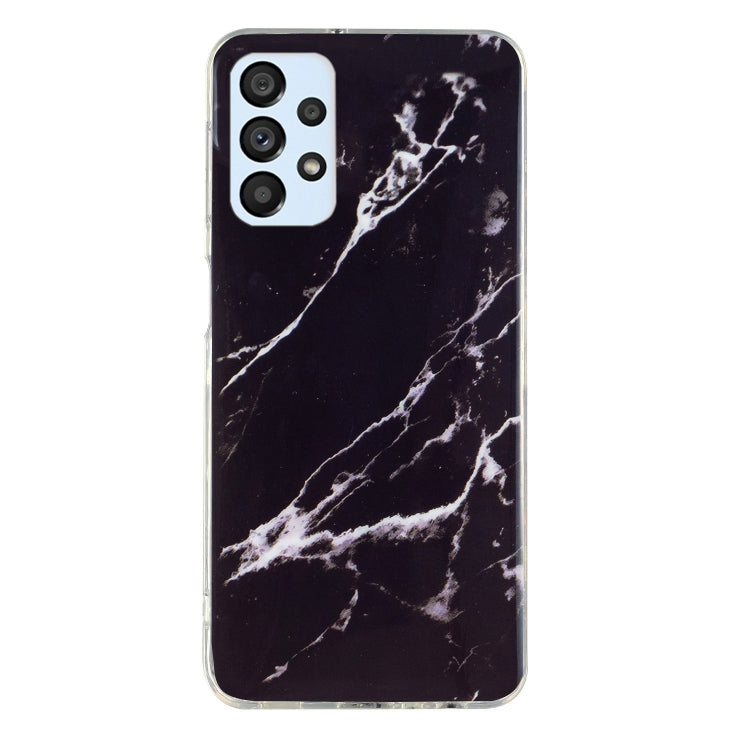 TPU phone case with black marble pattern and white veining, clear edges, camera cutouts
