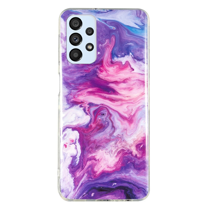 TPU phone case with purple and pink marble swirl pattern, clear trim, camera cutouts