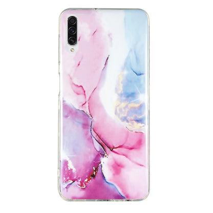 Marble pattern TPU phone case, pink and blue marbled pattern with clear frame
