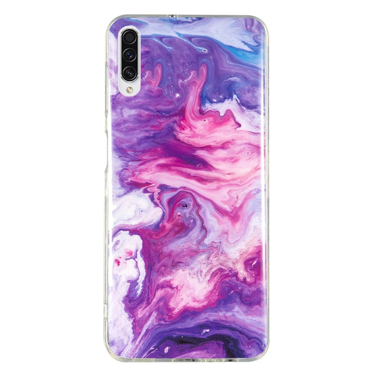 Marble pattern TPU phone case, purple and pink marble swirls, camera and side cutouts