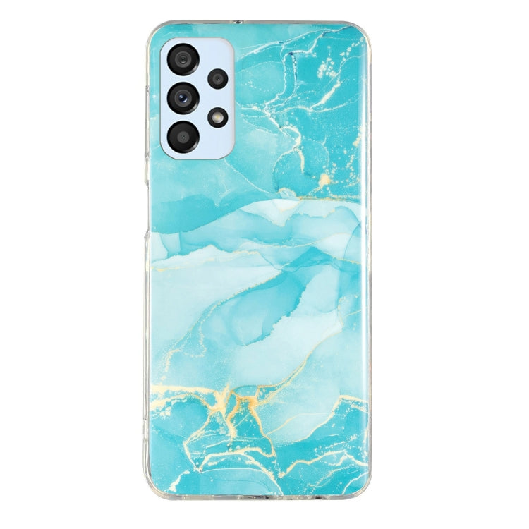 Marble pattern TPU phone case, turquoise marble with white veining and camera openings.
