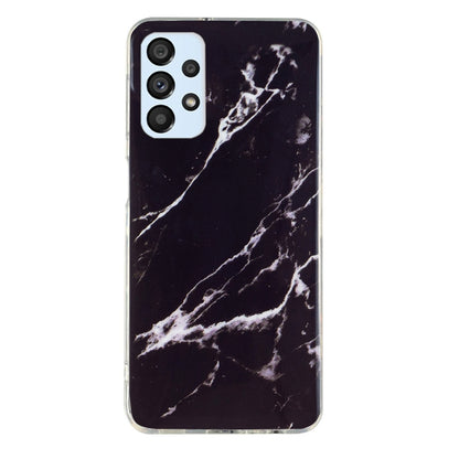 Marble pattern TPU phone case, dark marble with white veining and clear protective frame.