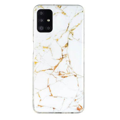 Marble-pattern TPU phone case, white marble with gold veins, clear border, quad-camera cutout