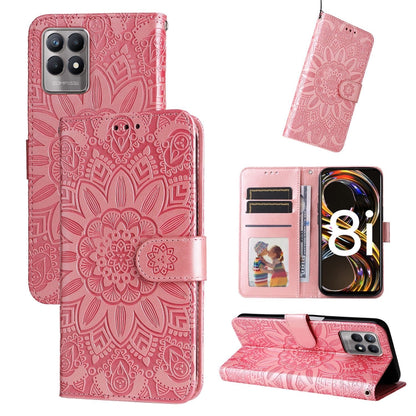 Rose gold embossed sunflower leather phone case with magnetic flip cover