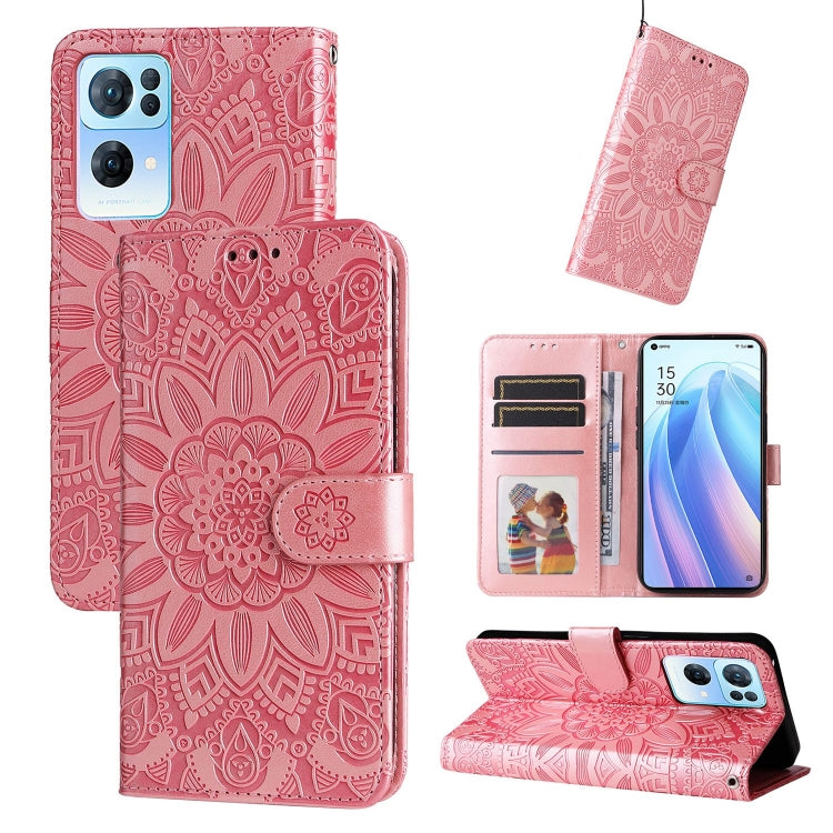 Rose embossed sunflower leather phone case folio wallet with card slots and stand