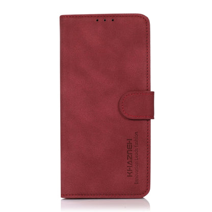 Red matte leather folio phone case with side closure and embossed branding