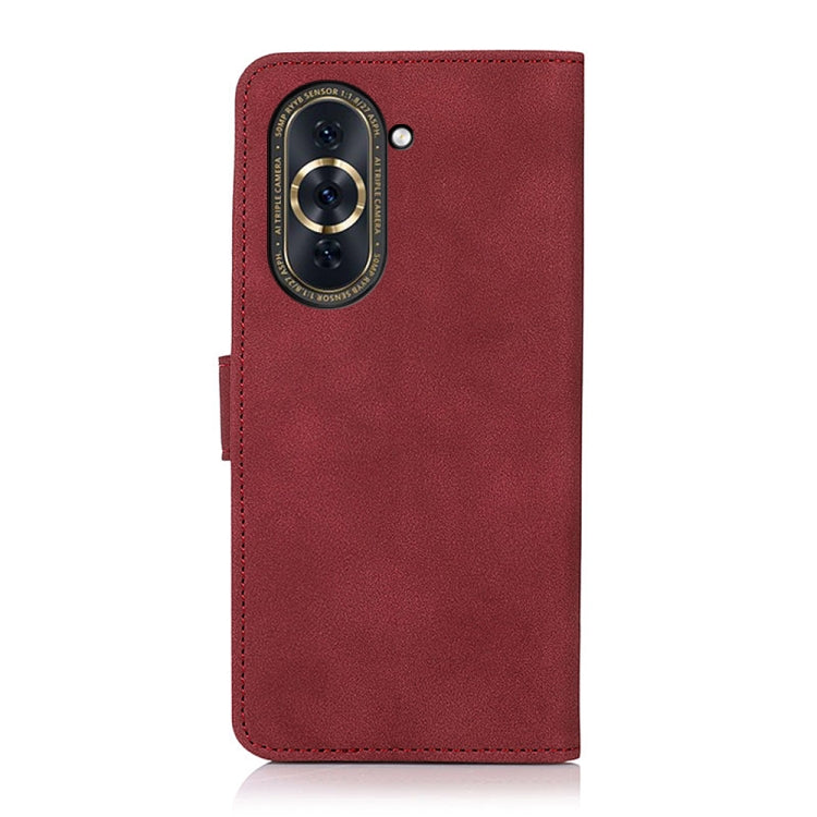 Red matte leather phone case with camera cutout and card-pocket design